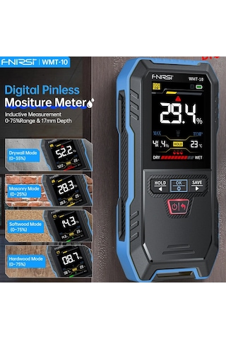 Fnırsı Wmt-10 Temassız Endüktif Ahşap Ve Duvar Nem Ölçer 17mm Derinlik
