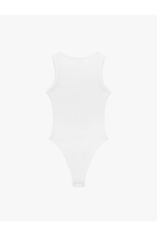 Koton Çıtçıt Düğme Detaylı Kolsuz Bisiklet Yaka Bodysuit Beyaz 6sal30148ık Beyaz