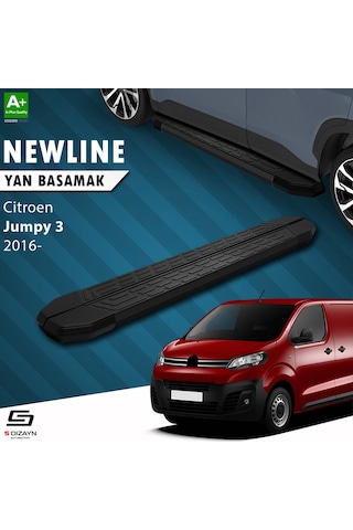 S-dizayn Citroen Jumpy 3 Uzun Şase Newline Siyah Yan Basamak 243 Cm 2016 Üzeri A+ Kalite