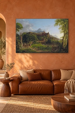Fida Thomas Cole Şatodan Yola Çıkan Atlılar Canvas Tablo Çok Renkli