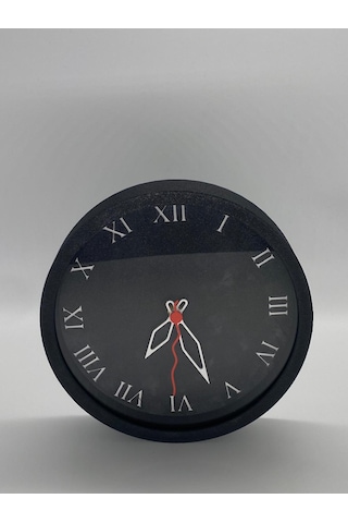 Roma Rakamlı Şık, Klasik Siyah Ve Siyah Kasa Duvar Saati Siyah