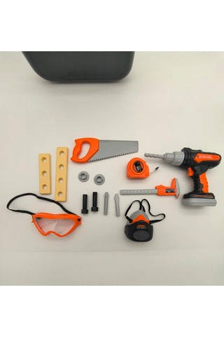 Ceren Ctoys Oyuncak Çantalı 16 Parça Pilli Vidalama Ve Toz Maskesi İş Gözlüğü Tamir Ekipmanı 778-10