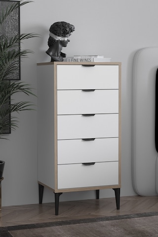 Sarmobi Arden 5 Çekmeceli Şifonyer , Çamaşırlık Beyaz