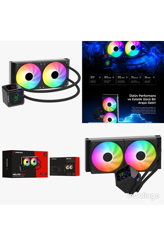 Rampage HelApple Uyumlu iOS D24 Siyah 12cm Fan Sıcaklık Göstergeli Intel Lga1700/amd Am5 Argb 240mm Sıvı Soğutmal