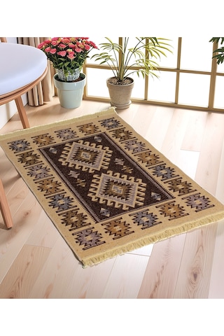 "çift Taraflı Kullanılabilir, Makinede Yıkanabilir,modern Desenli Kilim 11 Farklı Ebat" Kahverenk Kahverengi