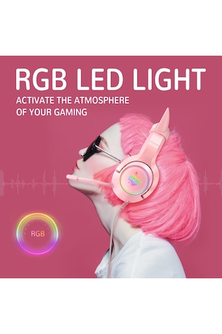 Teltree Onıkuma K9 Rgb Işıklı, Mikrofonlu, Ayrılabilir Kedi Kulaklı Oyun Kulaklığı - Pembe
