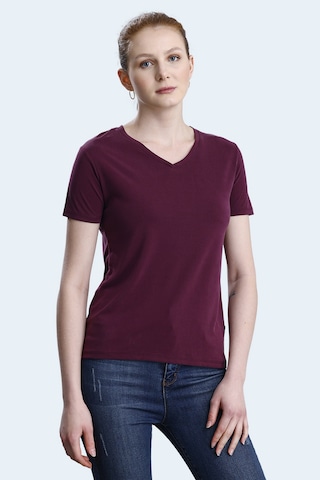 Slazenger Perıcas 3 Lü Set Kadın Tişört Ekru - Mürdüm - Mavi