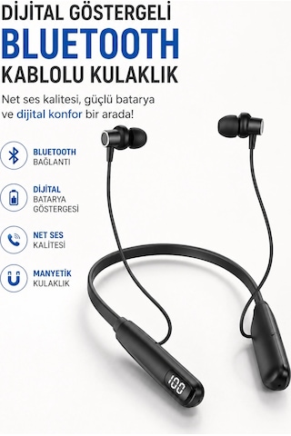 Dijital Batarya Göstergeli Bluetooth Özellikli Boyun Askılı Kulaklık Diğer