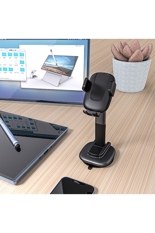 Adaman A090 4-6.7 Inç Uyumlu Cep Telefonu Için Vantuzlu Uzayabilir Araç Içi Telefon Tutucu Veya Masaüstü Telefon Standı