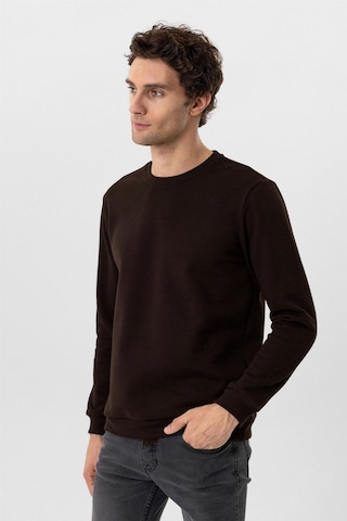 Süvari Oversize Kalıp O Yaka 3 İplik Yumuşak Dokulu Sweat Kahverengi