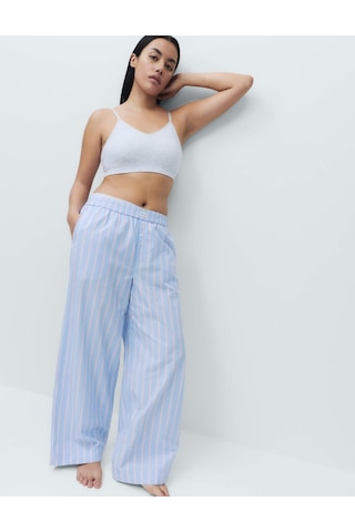 Marks & Spencer Çizgili Geniş Paça Pijama Altı T37001824P Mavi