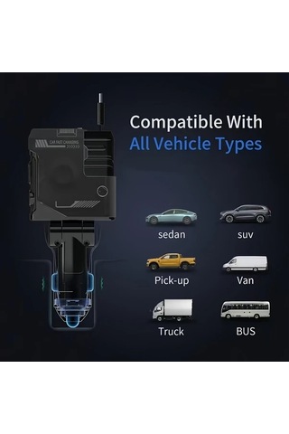 Fochsia Klasik Zarif Beyaz Süper Robot Stili Dörtlü Hızlı Araç Şarj Cihazı İki Usb Portlu İki Tel İle