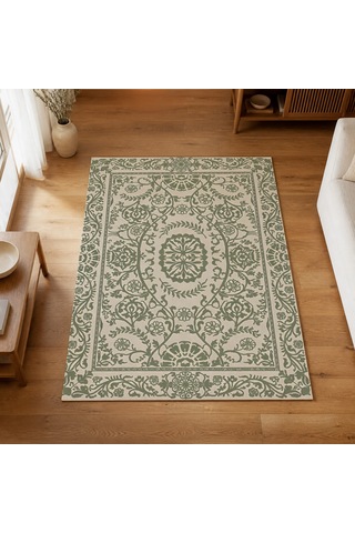 Kartela Halı Veso Halı Kaymaz Taban Makinede Yıkanabilir Halı Adaçayı Yeşili - 120 X 180 Cm