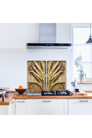 Saban Başak 2 Desenli Cam Kesim Tablası ve Ocak Koruyucu 2' Li 30 x 52 CM