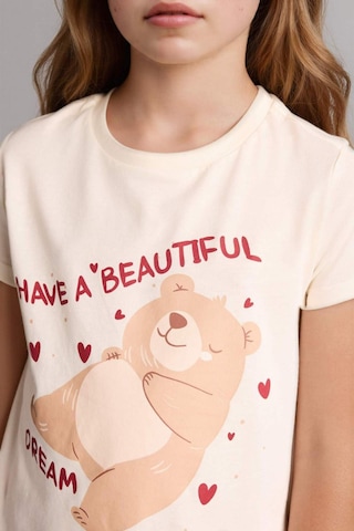 Defacto Regular Fıt 2li Pijama Takımı Kız Çocuk H0151a826sper103 Ekru-er103