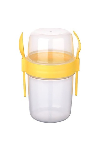 Çift Hazneli - Çatal Kaşıklı Portatif Müsli -atıştırmalık Kabı 50