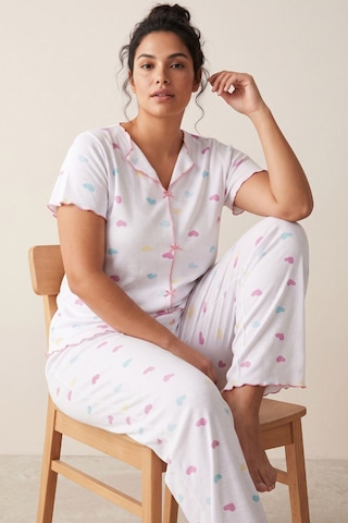 Siyah İnci Beden Fitilli Kaşkorse Örme Pijama Takım26120851 Beyaz Renkli Kalp