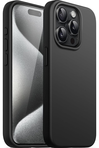 Apple iPhone Uyumlu 15 Pro Lansman Arka Kapak Silikon Kılıf Siyah