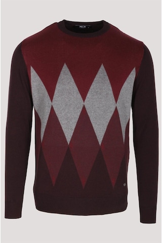 Erkek Triko Bordo Bisiklet Yaka Baklava Desenli Slim Fit Pamuklu Kazak Ncs Jeans 3727-haki Haki