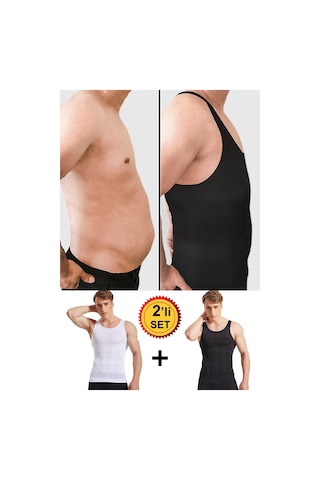 Erkek Göbek Toparlayıcı Sırt Destekleyici Korse Atlet İkili Set