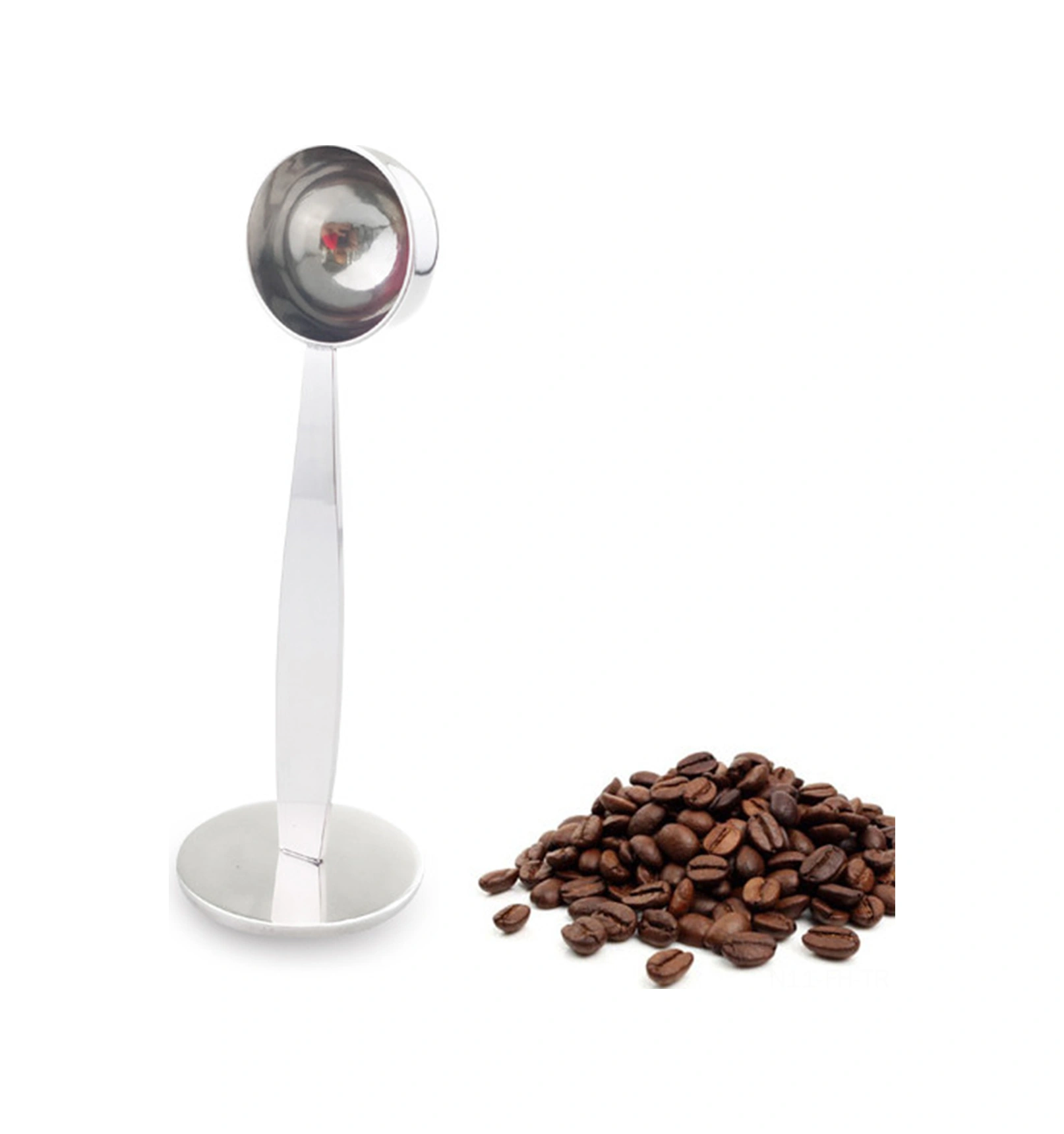 Folinda Stainless Steel Çift Fonksiyonlu Kahve Ölçü Kova Ve Press, Uzun Saplı, Gıda Kalitesi, Mutfak Ve Restoran Uygun, Çay, Şeker, Baharatlar İçin De Kullanılabilir Gümüş