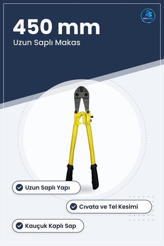 Demir Kesici Makas 18x450 Mm Cıvata Kesme Aleti Kauçuk Saplı Atöl