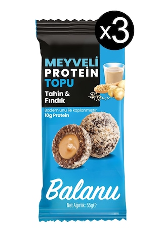 Meyveli Tahinli & Fındıklı Protein Topları 55gr X3 Adet