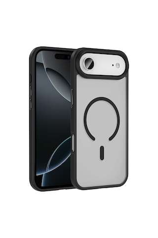 Apple Uyumlu iPhone 17 Air Kılıf M-safe Şarj Özellikli Mat Arka Yüzey Zore Sio Kapak Siyah