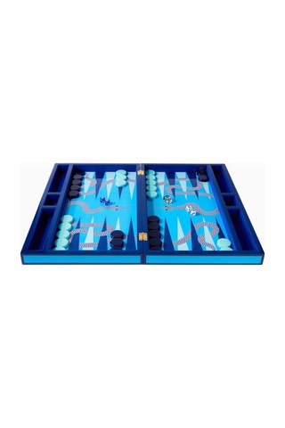 Jonathan Adler Eden Lüks Backgammon, Dekoratif Tasarım Tavla Seti Tavlalar Mavi