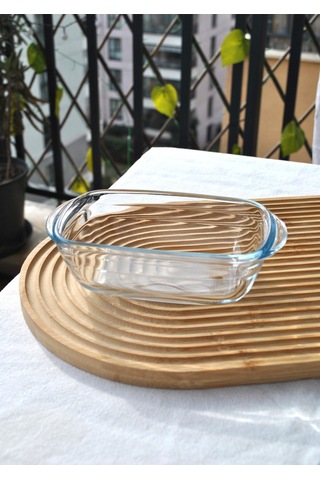 1 Adet Cam Fırın Kasesi Borline Meze Tabağı Dikdörtgen Kase 17x5 Cm Şeffaf