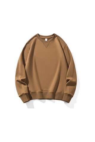 Erkekler Yuvarlak Yakalı Ters Üçgen Sweatshirt Kahverengi