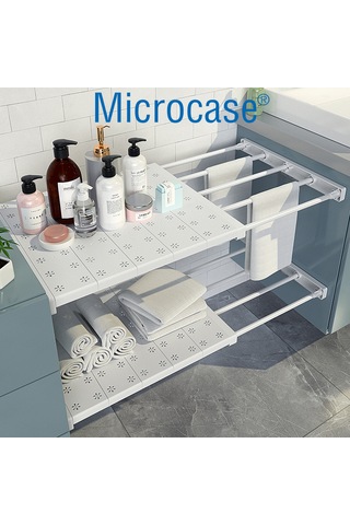 Microcase Uzunluk Ayarlamalı Dolap İçi Raf 35x48-80 Cm 3 Adet Al5705 Beyaz