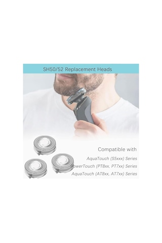 Sh50/52 Philips Serisi 5000 Elektrikli Tıraş Makineleri İle Uyumlu Yedek Başlıklar, Sh50 Çok Hassas Bıçaklar Norelco Serisi 5000 Jiletlerle Uyumlu Yükseltme Kafaları, Fırçalı 3 Paket