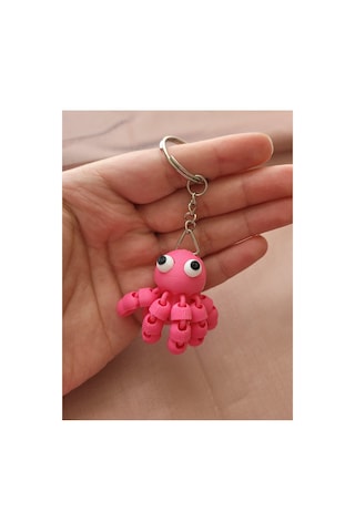 Sevimli Pembe Ahtapot Anahtarlık Pembe