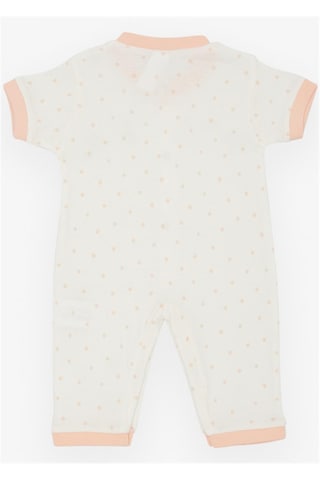 Breeze Kız Bebek Kısa Kollu Tulum Puantiye Desenli 0-3 Ay-6 Ay, Ekru-Ekru