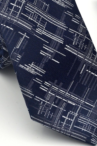 Gaffy Gri Kırcıl Desenli Lacivert Dokuma Kumaş Mendilli Slim Fit Kravat // Sdk-2611-2 Lacivert