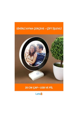 Sihirli Ayna Fotoğraf Çerçevesi 20cm Led Işıklı Hediye