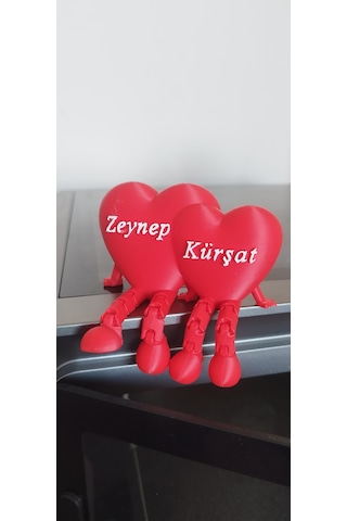 İsim Baskılı Ayaklı Kalp Kişiye Özel İsim Baskılı Dekoratif Hediyelik 3d Baskı Pla Hammadde Adet-Çiftli