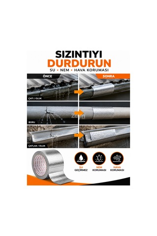 Dmax Sakız Sızdırmaz Bant 48 Mm X 2 M Butil Alüminyum Folyo Tamir Bandı Su Geçirmez İzolasyon Bandı