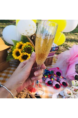 1/8 Adet Plastik Şampanya Kadehi Flüt Tek Kullanımlık Düğün Parti Kaynağı Drinkware 8pcs