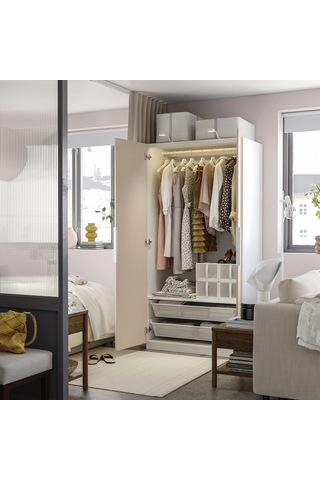 Ikea Beyaz Fonksiyonel Kapaklı Gardırop 100x60x201 Cm