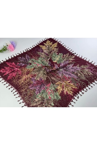Beyce Cotton Sökme Boncuklu Desenli Tülbent 06439 Bordo