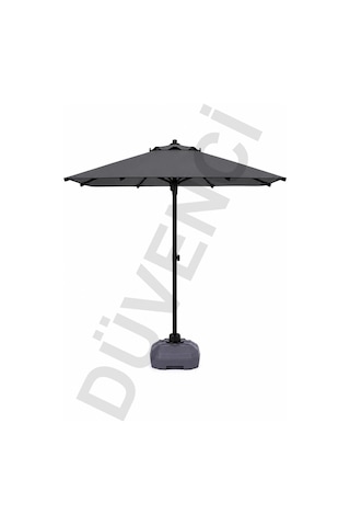 Alubrella Antrasit Kare Güneş Şemsiyesi, 210x210 / 8 Telli, Bidonlu