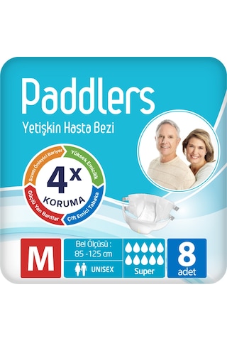 Yetişkin Hasta Bantlı Bez Medium 8 Adet – Deneme Paketi - Yüksek Emicilik, Koku Kontrollü