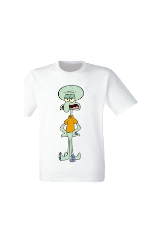 Alpşan Ticaret Sünger Bob Squidward Baskılı Beyaz Tişört Beyaz