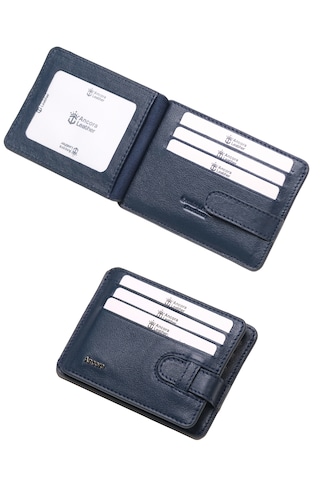 Ancora Leather Hakiki Deri-minimal Tasarım Kartlık-26205-kişiye Özel İsim Baskılı Lacivert