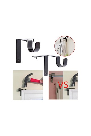 Aubyhe 2 Adet Siyah Çift Perde Demiri Tutucusu - Dayanıklı Metal, 20lb Yük Kapasitesi, Kolay Kurulum, Ev Dekorasyonu Ev Eşyası