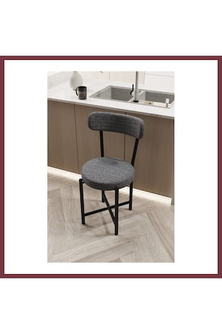 Storeşahin Sandalye 1 Adet Keten Kumaş Metal Ayak Modern Mutfak Sandalyesi Cafe Balkon Ofis Teddy 9816 Gri Shn0720