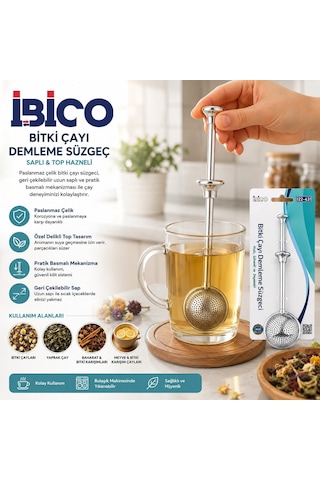 İbico İ22-431 Bitki Çay Demleme Süzgeç Çap : 5cm Saplı Top Hazneli Paslanmaz Çelik - 12'li Paket Diğer