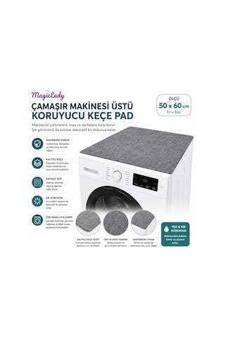 Çamaşır Makinesi Üstü Koruyucu Keçe 50x60 Cm Gri Makine Üstü Örtü Pad Diğer